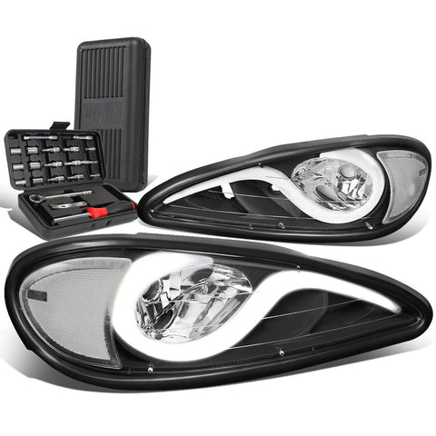 1999-2005 Pontiac Grand AM LED Black Clear Signal Headlight Lamps+Tool Box