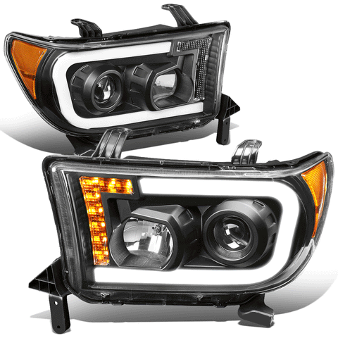 07-13 Toyota Tundra Pair Front LED DRL+Turn Signal Projector Headlight Lamps