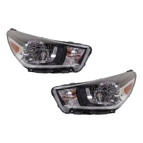 Headlight Set For 2018-2022 Kia Rio Driver and Passenger Side Clear Lens Halogen