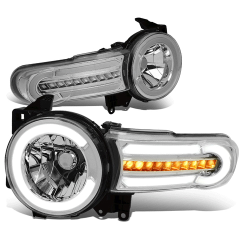 07-14 FJ Cruiser LED DRL+Sequential Turn Signal Headlight Lamps Chrome/Clear