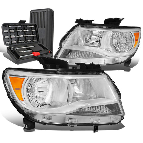 2015-2020 Chevy Colorado Pair Chrome/Amber Turn Signal Headlight+Tool Box