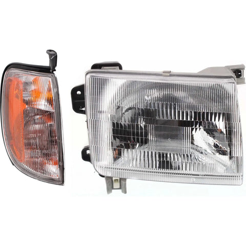 Headlight Kit For 1998-2000 Nissan Frontier Passenger Side Clear Lens Halogen