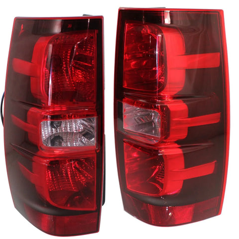 Halogen Tail Light Set For 2007-2014 Chevrolet Tahoe Clear/Red w/Bulbs 2Pcs CAPA