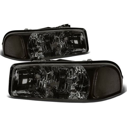 1999-2007 GMC Sierra 1500 Yukon Smoked Housing Clear Corner Headlight Lamps