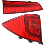 Tail Light Set For 2016-2018 Honda Pilot Left Inner and Outer Red Lens Halogen