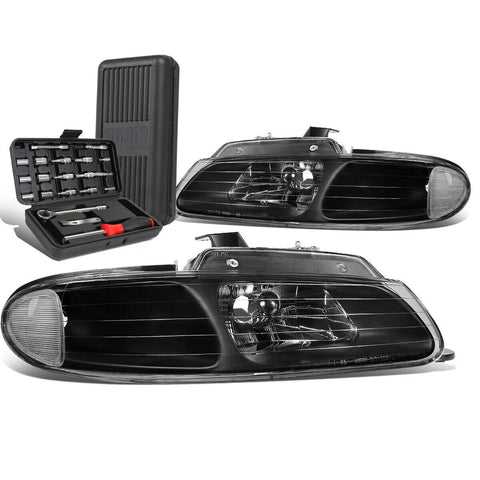 1996-2000 Grand Caravan Grand Voyager Black/Clear Signal Headlight+Tool Box