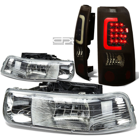 99-02 SILVERADO CHROME CRYSTAL HEADLIGHT+BLAC