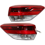 Tail Light Set For 2017-2019 Toyota Highlander LH RH Outer Clear/Red LED CAPA
