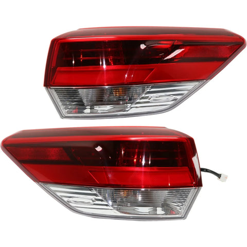 Tail Light Set For 2017-2019 Toyota Highlander LH RH Outer Clear/Red LED CAPA