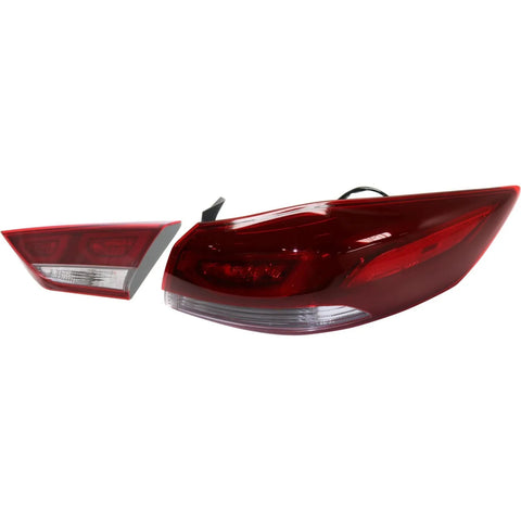 Tail Light Set For 2017-2018 Hyundai Elantra Right Inner Outer Clear Lens LED