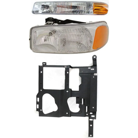 Headlight Kit For 99-2002 GMC Sierra 1500 Sierra 2500 Left 3Pc