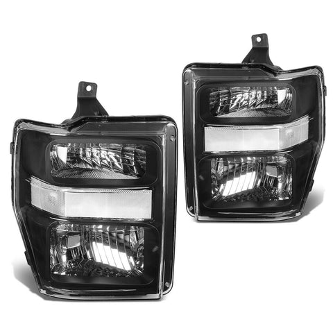2008-2010 d Super Duty Pair Black Housing Clear Side Headlight/Lamp Set