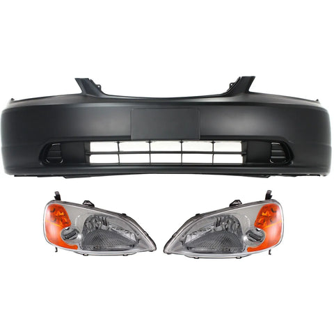 Bumper Kit For 2001-2003 Honda Civic Front 4-Door Sedan 3 Piece
