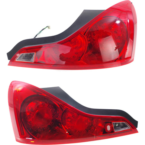 Halogen Tail Light Set For 2008-2013 Infiniti G37 Coupe Red Lens w/ Bulbs 2Pcs