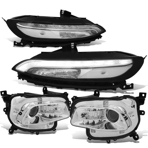 14-18 Jeep Cherokee LED Daytime Running Light Projector Headlights Lamps Set