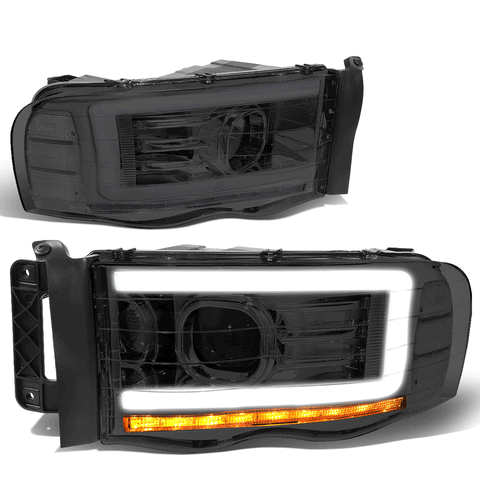 2002-2005 Dodge Ram LED Sequential Turn Signal Projector Headlight Smoked