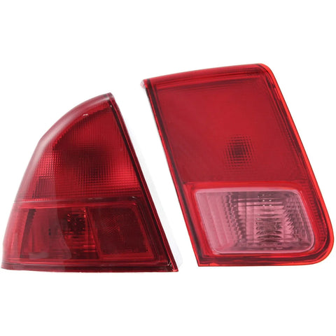 Tail Light Set For 2001-2002 Honda Civic Left Inner and Outer Clear/Red Halogen