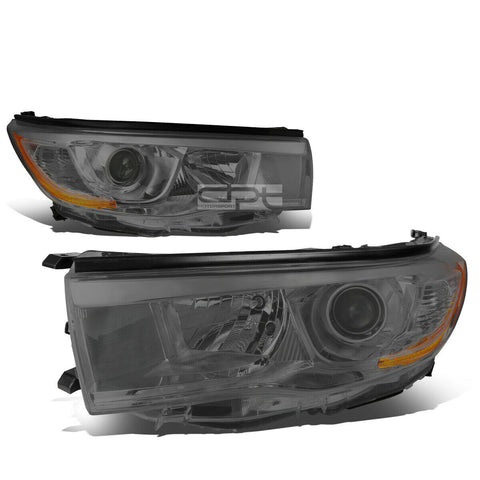 2014-2016 Toyota Highlander Smoked Housing Amber Corner Projector Headlight