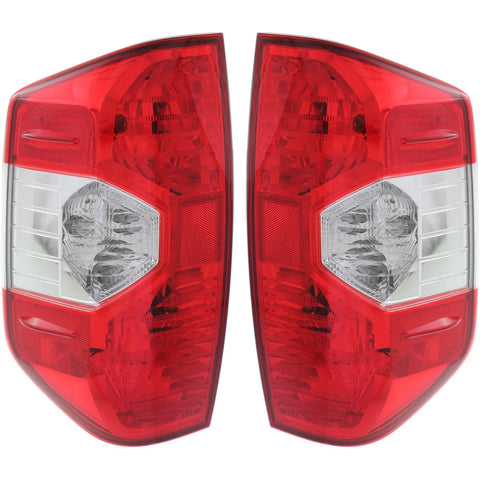 Halogen Tail Light Set For 2014-2017 Toyota Tundra Clear/Red Lens w/ Bulbs 2Pcs