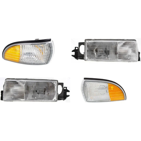 Headlight Kit For 91-96 Chevrolet Caprice Front Left and Right 4Pc