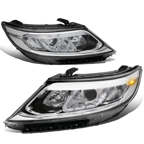 14-15 Sorento EX SX Pair LED DRL Bar Chrome/Clear Projector Headlights Lamps