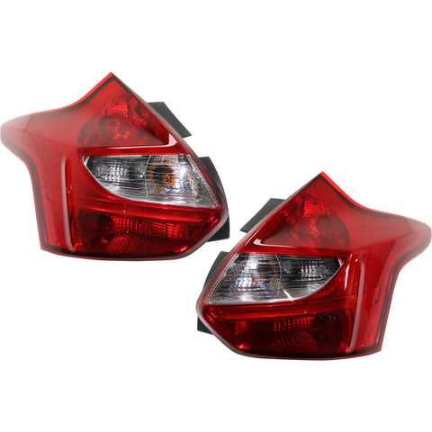Tail Light Set For 2012-2014 Ford Focus Left and Right Red Lens Halogen CAPA