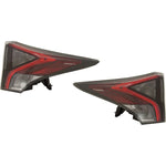 Tail Light Set For 2017-2018 Toyota Prius Left and Right Outer Clear/Red Halogen