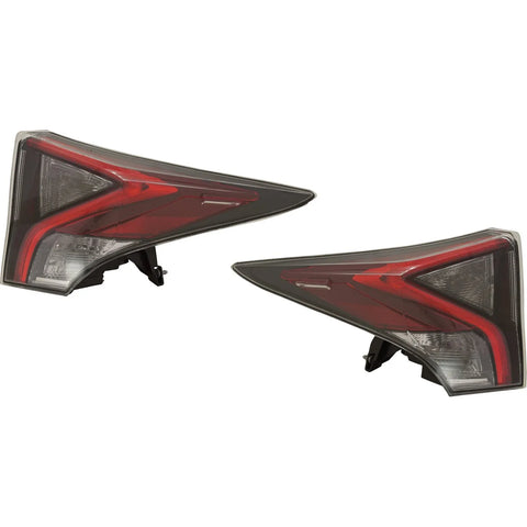Tail Light Set For 2017-2018 Toyota Prius Left and Right Outer Clear/Red Halogen