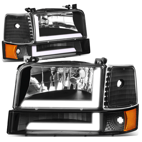 92-96 d F150 F250 F350 6Pcs Headlight+Bump