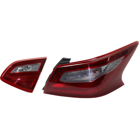 Tail Light Set For 2018 Nissan Altima Right Inner and Outer Clear/Red Halogen