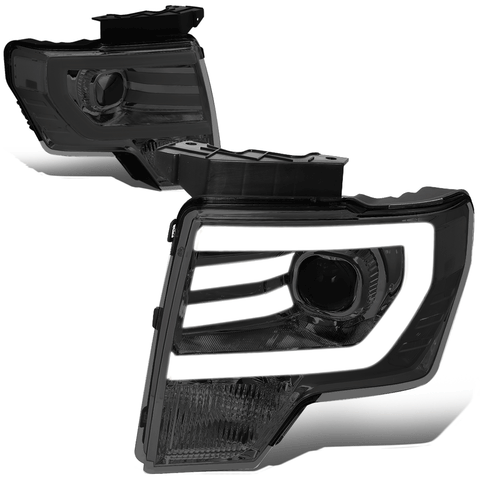 2009-2014 d F150 3D LED DRL Tube Bar Projector Headlight Head Lamp Smoked