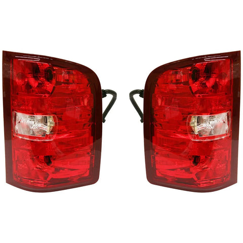 Halogen Tail Light Set For 2007-13 Chevy Silverado 1500 Clr/Red w/Blbs 2Pcs CAPA