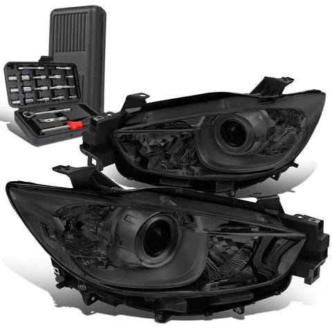 2013-2016 Mazda CX-5 Pair Smoked/Clear Signal Projector Headlights+Too