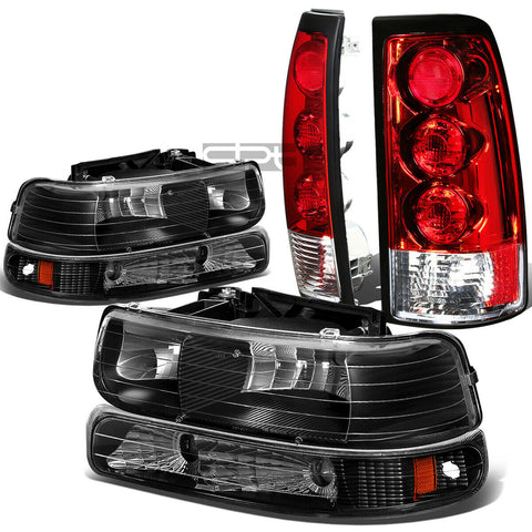 99-02 SILVERADO BLACK CLEAR HEADLIGHT+BUMP
