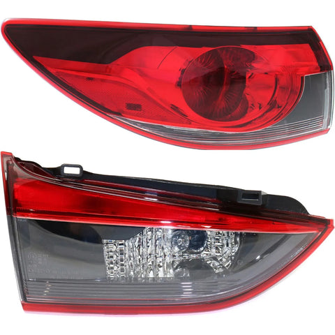 Tail Light Set For 2014-2015 Mazda 6 Left Inner and Outer Clear/Red Halogen CAPA