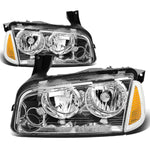 2006-2010 Dodge Charger Pair Chrome Houisng Headlight+Ambe