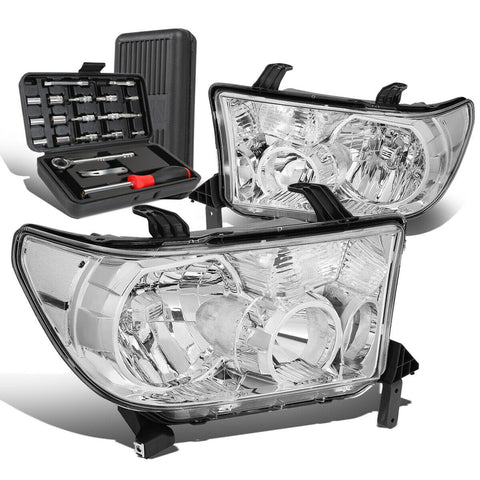 2007-2013 Tacoma Sequoia Pair Chrome Clear Side Headlight Head Lamp+Tool Box