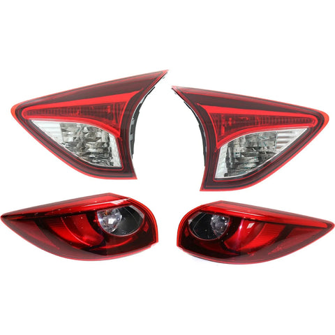 Tail Light Set For 2016 Mazda CX-5 Left Right Inner Outer Red Lens Halogen/LED