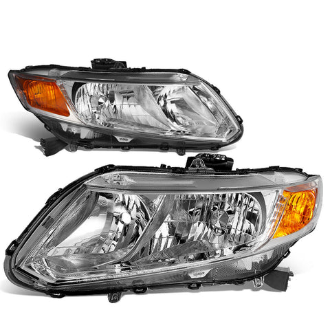 12-15 Honda Civic Pair Chrome Housing Amber Corner Headlight/Lamp Left+Right