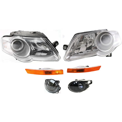 Headlight Kit For 2006-2010 Volkswagen Passat Left and Right 6pc
