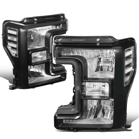 17-19 d F250 Super Duty Black Housing OE Style Driving Headlight Lamps