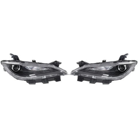 Headlight For 2016-2017 Chrysler 200 Pair LH and RH Chrome Interior