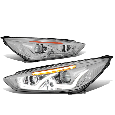 [LED Dual Halo]  2015-2018 d Focus Chrome Amber Projector Headlight/Lamp