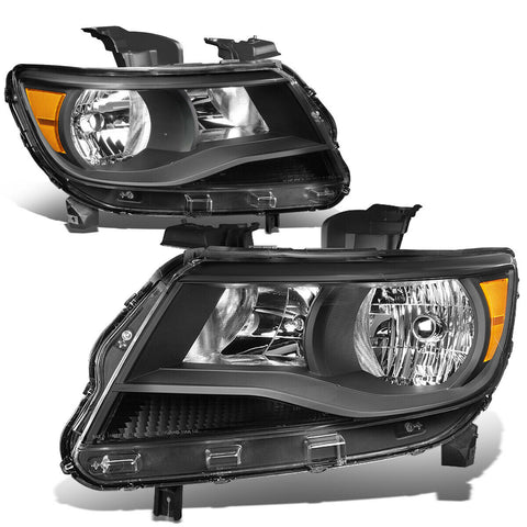 2015-2020 Chevy Colorado Pair Black Housing Amber Corner Headlight Headlamp