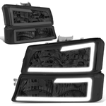 2003-2007 Silverado Avalanche LED DRL Headlight Bumper Signal Lamps Smoked