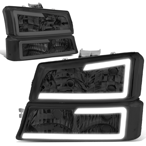 2003-2007 Silverado Avalanche LED DRL Headlight Bumper Signal Lamps Smoked