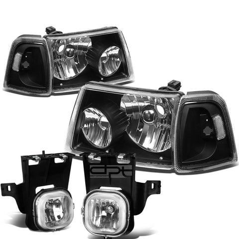 06-07 RANGER BLACK CLEAR HEADLIGHT+TURN SIGNAL LAMP+CHROME OE FOG LIGHT