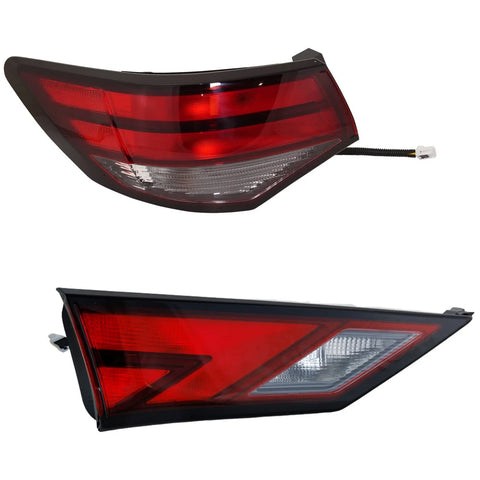 Tail Light Set For 2020-2021 Nissan Sentra LH Inner and Outer with bulbs Halogen
