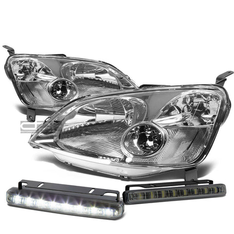 CHROME HOUSING HEAD+CLEAR CORNER+SMOKED LED FOG LIGHT KIT  01-03 CIVIC EM/ES