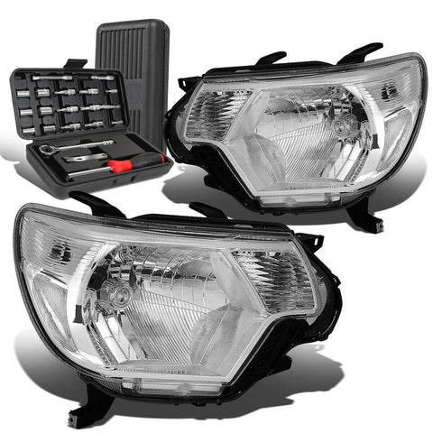 2012-2015 Toyota Tacoma Pair Chrome Clear Signal Headlight Lamps+Tool Box